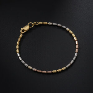 Pulsera Barril Prismática Tricolor (Tres Oros) de 16 y 19.5 cms de larga