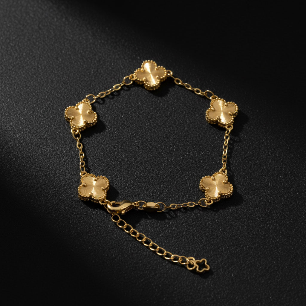 Pulsera Clover 5 Motivos Textura Radiante (Ajustable)