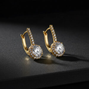 Aretes Candonga Gota (Diseño Halo Crystal) de 12 mm